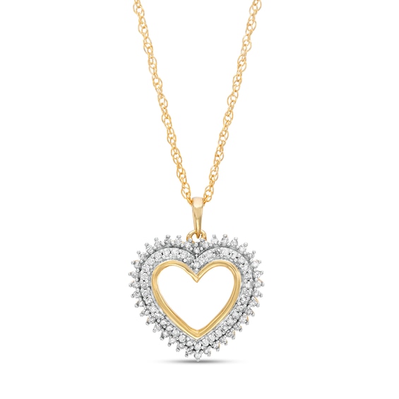 0.29 CT. T.W. Diamond Shadow Heart Pendant in 10K Gold