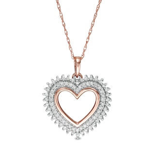 0.29 CT. T.W. Diamond Shadow Heart Pendant in 10K Rose Gold