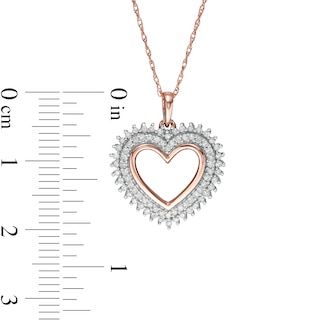 0.29 CT. T.W. Diamond Shadow Heart Pendant in 10K Rose Gold