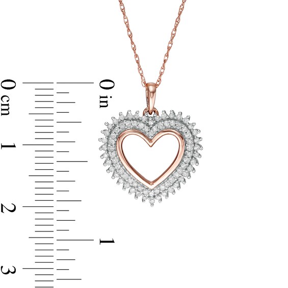 0.29 CT. T.W. Diamond Shadow Heart Pendant in 10K Rose Gold