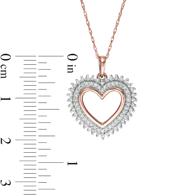 0.29 CT. T.W. Diamond Shadow Heart Pendant in 10K Rose Gold|Peoples Jewellers