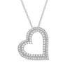Thumbnail Image 0 of 0.45 CT. T.W. Diamond Double Row Tilted Heart Pendant in 10K White Gold
