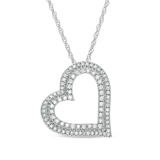 1/14ct tw Diamond Awareness Ribbon Necklace in 10K White Gold JND22-0477 -  Ramsey's Diamond Jewelers