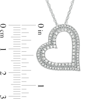 0.45 CT. T.W. Diamond Double Row Tilted Heart Pendant in 10K White Gold