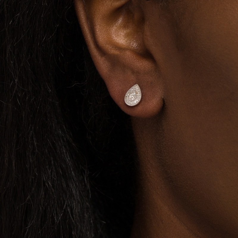 0.23 CT. T.W. Diamond Pear-Shaped Frame Vintage-Style Stud Earrings in 10K Gold|Peoples Jewellers
