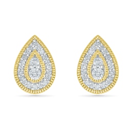 0.23 CT. T.W. Diamond Pear-Shaped Frame Vintage-Style Stud Earrings in 10K Gold