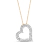 Thumbnail Image 0 of 0.45 CT. T.W. Diamond Double Row Tilted Heart Pendant in 10K Gold