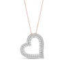 0.45 CT. T.W. Diamond Double Row Tilted Heart Pendant in 10K Rose Gold