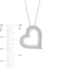 0.45 CT. T.W. Diamond Double Row Tilted Heart Pendant in 10K Rose Gold