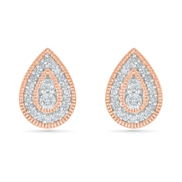 0.23 CT. T.W. Diamond Pear-Shaped Frame Vintage-Style Stud Earrings in 10K Rose Gold