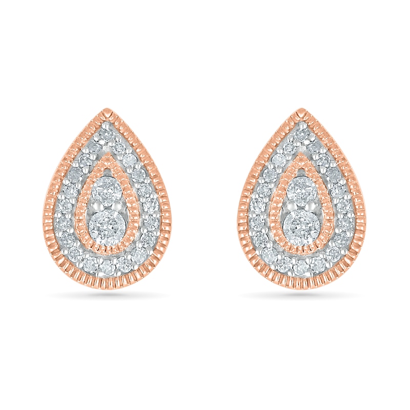 0.23 CT. T.W. Diamond Pear-Shaped Frame Vintage-Style Stud Earrings in 10K Rose Gold|Peoples Jewellers