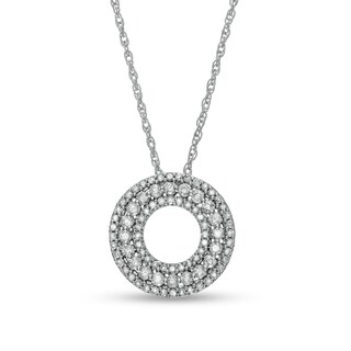 0.37 CT. T.W. Diamond Multi-Row Circle Pendant in 10K Gold