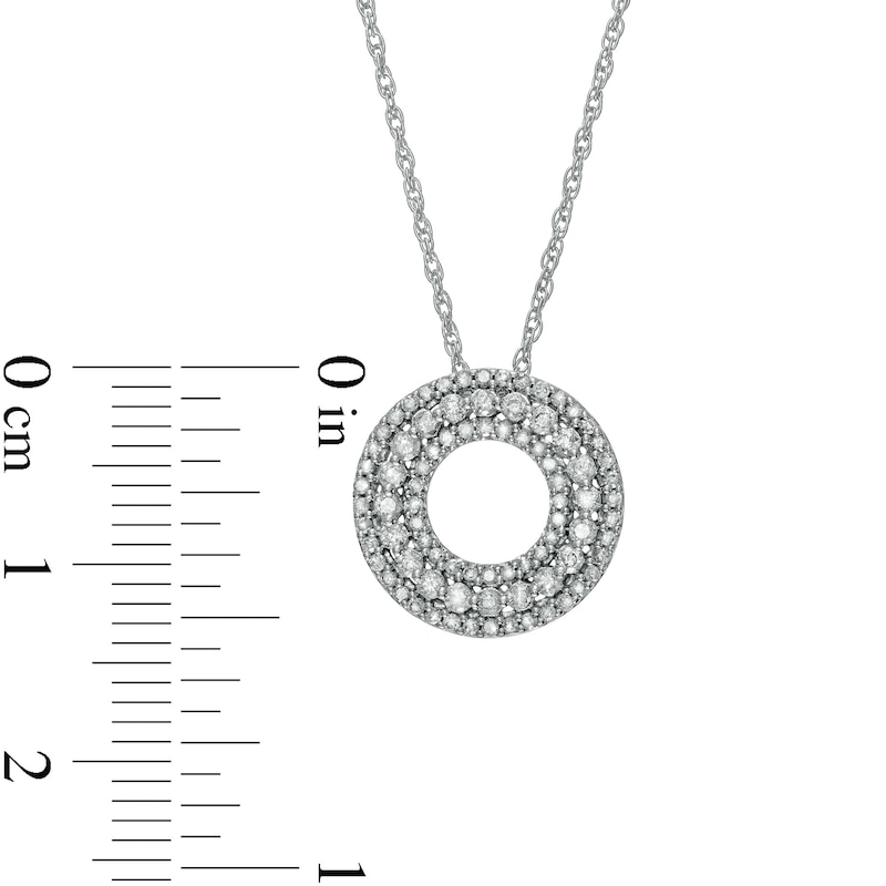 0.37 CT. T.W. Diamond Multi-Row Circle Pendant in 10K White Gold