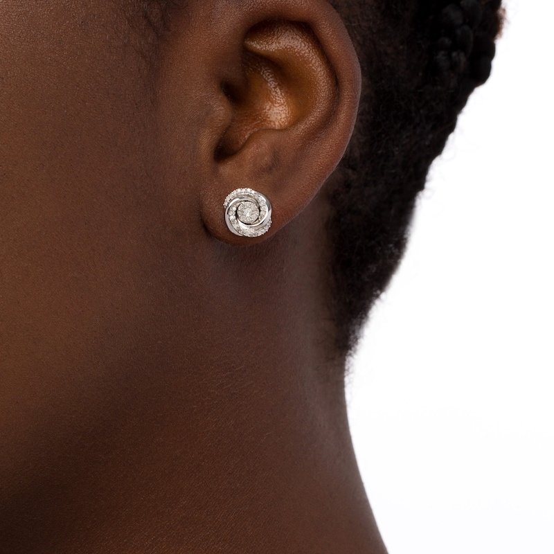 0.29 CT. T.W. Diamond Spiral Stud Earrings in 10K White Gold|Peoples Jewellers