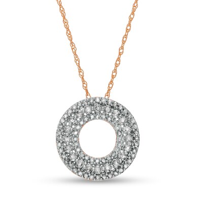 0.37 CT. T.W. Diamond Multi-Row Circle Pendant in 10K Rose Gold