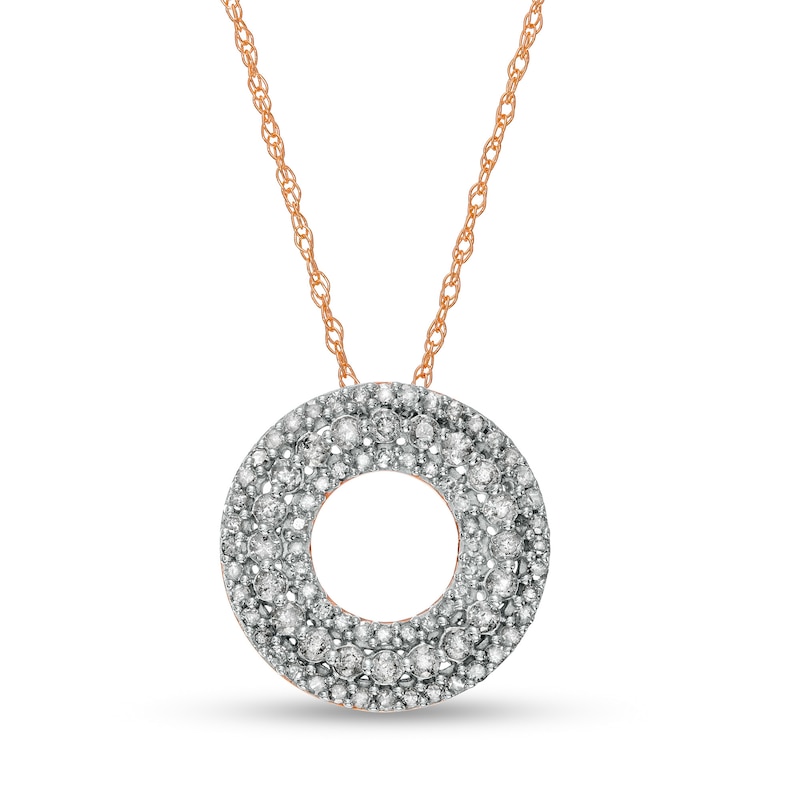 0.37 CT. T.W. Diamond Multi-Row Circle Pendant in 10K Rose Gold|Peoples Jewellers