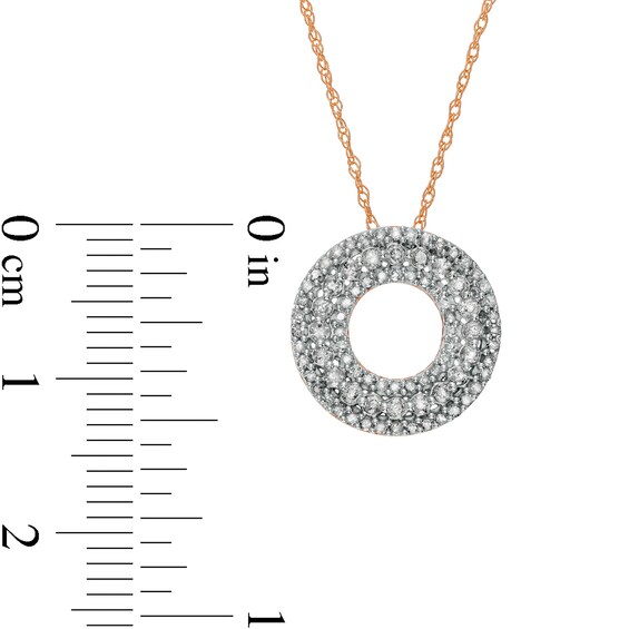 0.37 CT. T.W. Diamond Multi-Row Circle Pendant in 10K Rose Gold