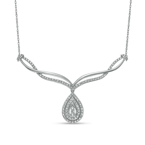 0.58 CT. T.W. Diamond Teardrop Necklace in 10K White Gold