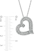 Thumbnail Image 2 of 0.45 CT. T.W. Diamond Double Row Tilted Ribbon Heart Pendant in 10K White Gold