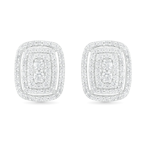 0.95 CT. T.W. Composite Diamond Elongated Cushion Stud Earrings in 10K White Gold