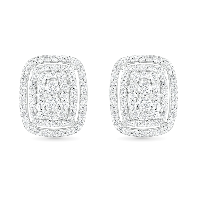 0.95 CT. T.W. Composite Diamond Elongated Cushion Stud Earrings in 10K White Gold|Peoples Jewellers