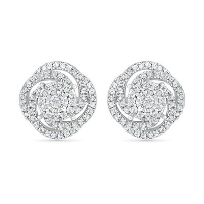 0.45 CT. T.W. Diamond Pinwheel Stud Earrings in 10K White Gold