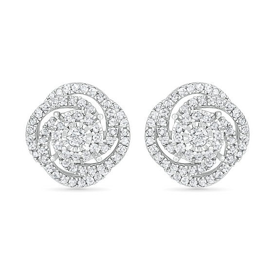 0.45 CT. T.W. Diamond Pinwheel Stud Earrings in 10K White Gold