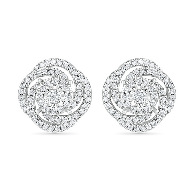 0.45 CT. T.W. Diamond Pinwheel Stud Earrings in 10K White Gold|Peoples Jewellers