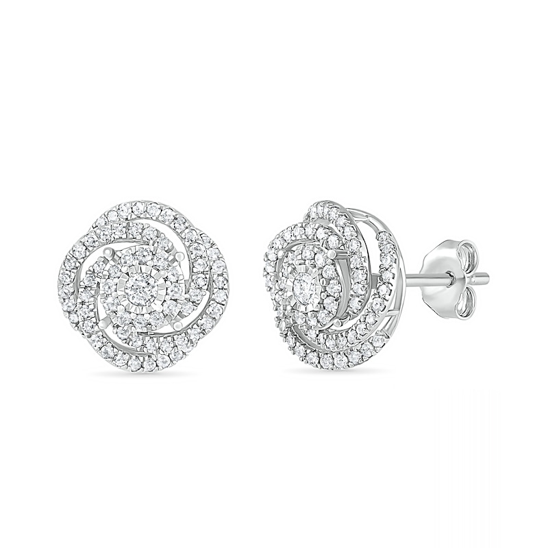 0.45 CT. T.W. Diamond Pinwheel Stud Earrings in 10K White Gold|Peoples Jewellers
