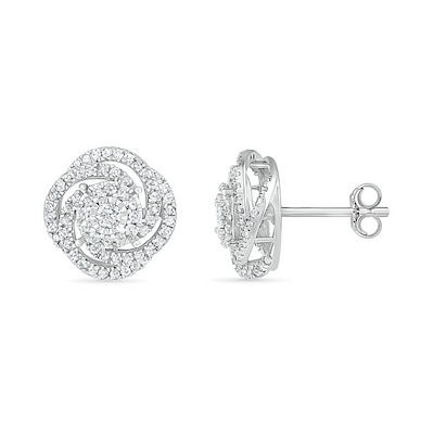 0.45 CT. T.W. Diamond Pinwheel Stud Earrings in 10K White Gold