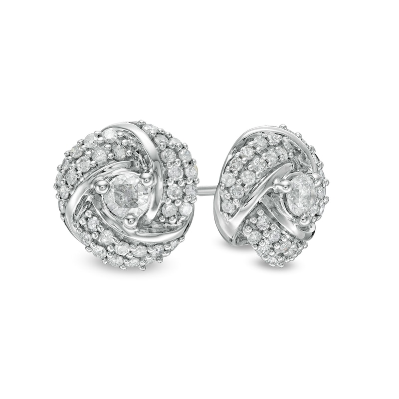 0.69 CT. T.W. Diamond Spiral Stud Earrings in 10K White Gold|Peoples Jewellers