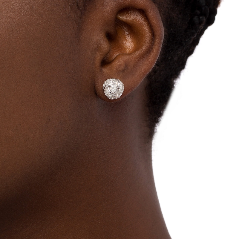 0.69 CT. T.W. Diamond Spiral Stud Earrings in 10K White Gold|Peoples Jewellers