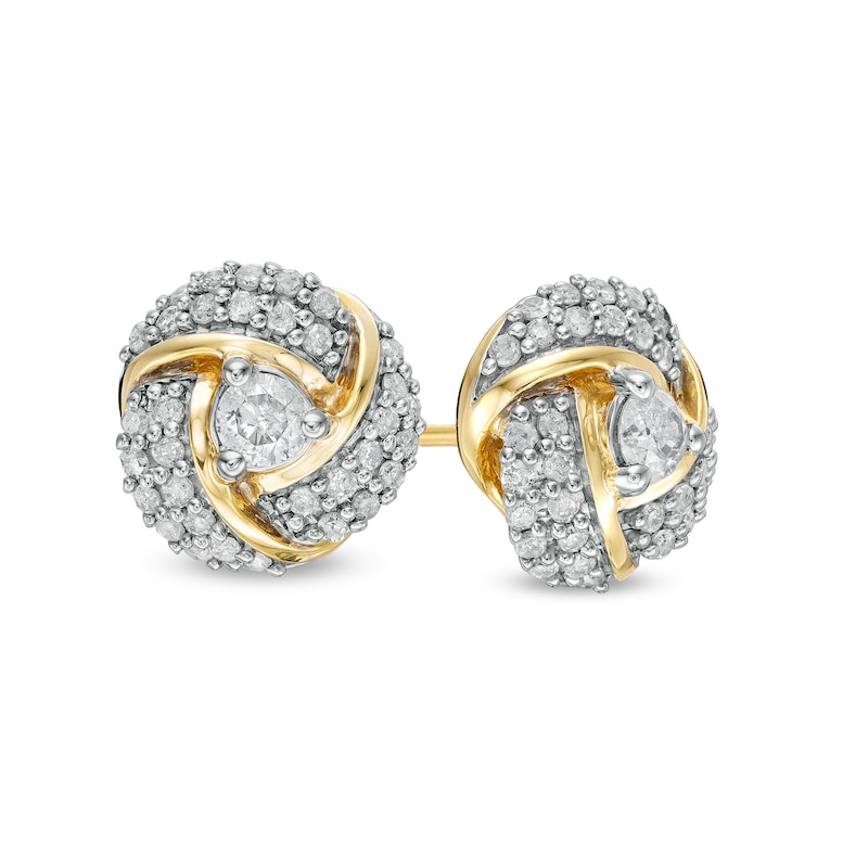 Main Image 1 of 0.69 CT. T.W. Diamond Spiral Stud Earrings in 10K Gold