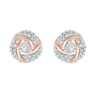 0.69 CT. T.W. Diamond Spiral Stud Earrings in 10K Rose Gold