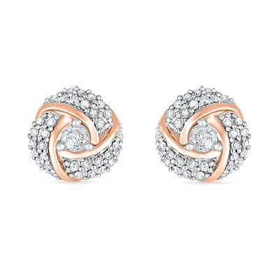 0.69 CT. T.W. Diamond Spiral Stud Earrings in 10K Rose Gold