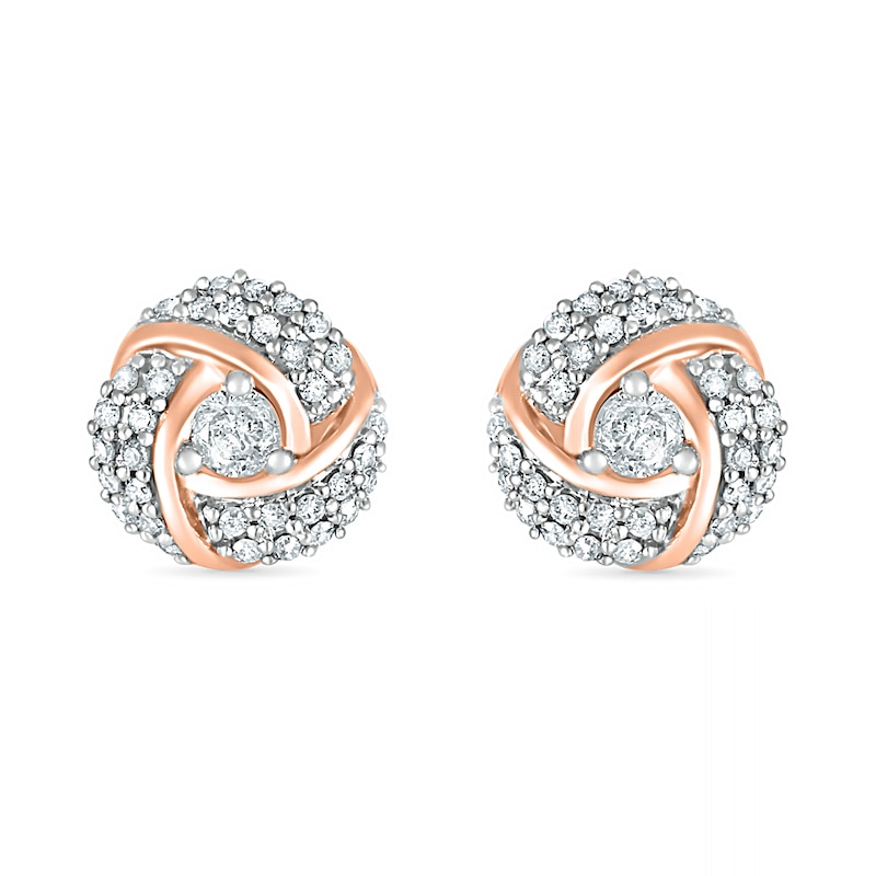 0.69 CT. T.W. Diamond Spiral Stud Earrings in 10K Rose Gold|Peoples Jewellers