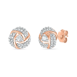 0.69 CT. T.W. Diamond Spiral Stud Earrings in 10K Rose Gold