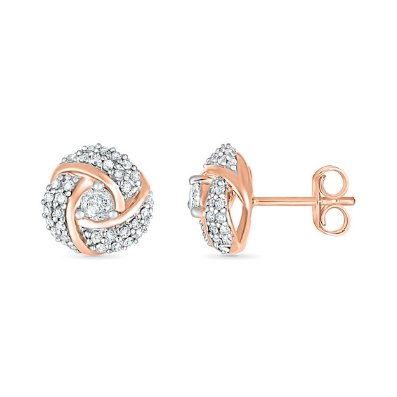 0.69 CT. T.W. Diamond Spiral Stud Earrings in 10K Rose Gold