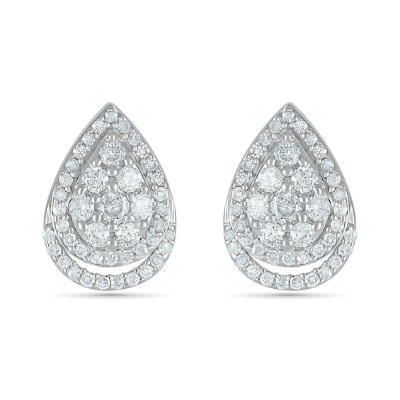 0.69 CT. T.W. Composite Diamond Teardrop Stud Earrings in 10K White Gold