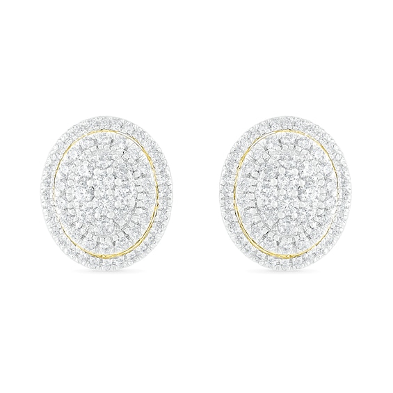 0.69 CT. T.W. Composite Oval Diamond Frame Stud Earrings in 10K Gold