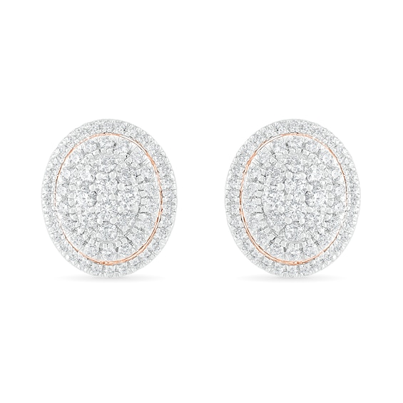 0.69 CT. T.W. Composite Oval Diamond Frame Stud Earrings in 10K Rose Gold