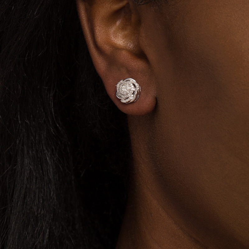 0.45 CT. T.W. Composite Diamond Love Knot Stud Earrings in 10K Gold|Peoples Jewellers