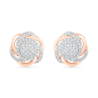 0.45 CT. T.W. Composite Diamond Love Knot Stud Earrings in 10K Rose Gold