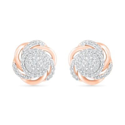 0.45 CT. T.W. Composite Diamond Love Knot Stud Earrings in 10K Rose Gold