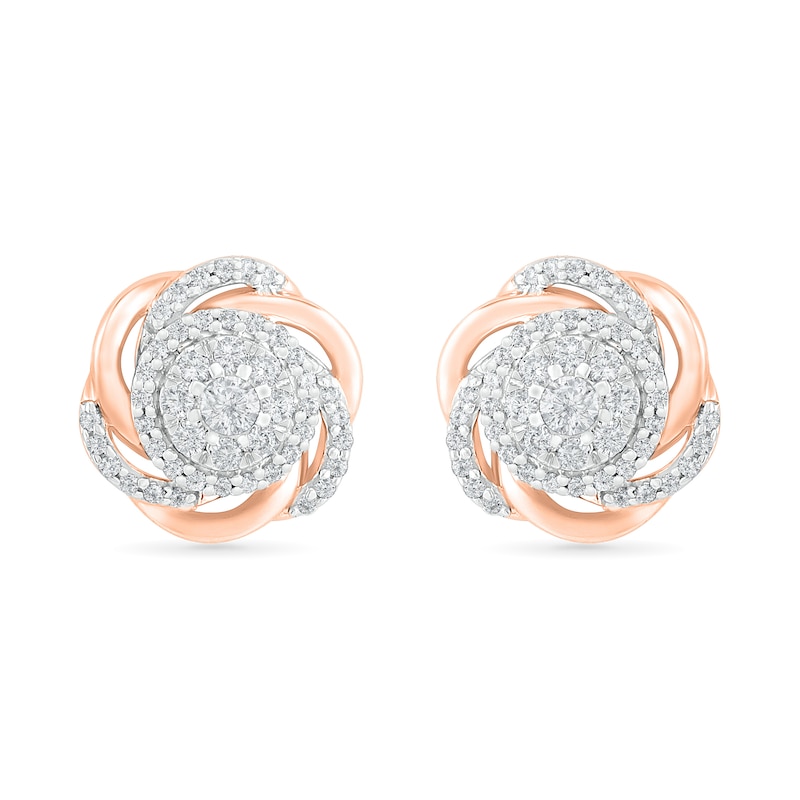 0.45 CT. T.W. Composite Diamond Love Knot Stud Earrings in 10K Rose Gold|Peoples Jewellers