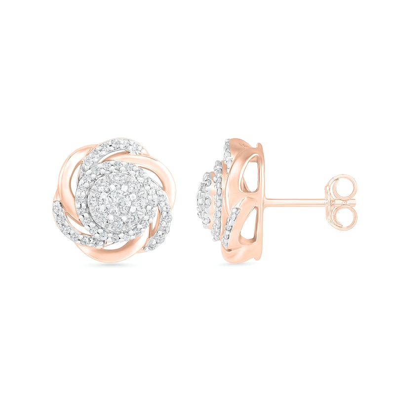 0.45 CT. T.W. Composite Diamond Love Knot Stud Earrings in 10K Rose Gold