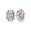 0.29 CT. T.W. Composite Diamond Elongated Octagon Frame Stud Earrings in 10K Rose Gold