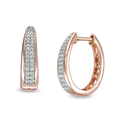 0.23 CT. T.W. Diamond Double Row Hoop Earrings in 10K Rose Gold