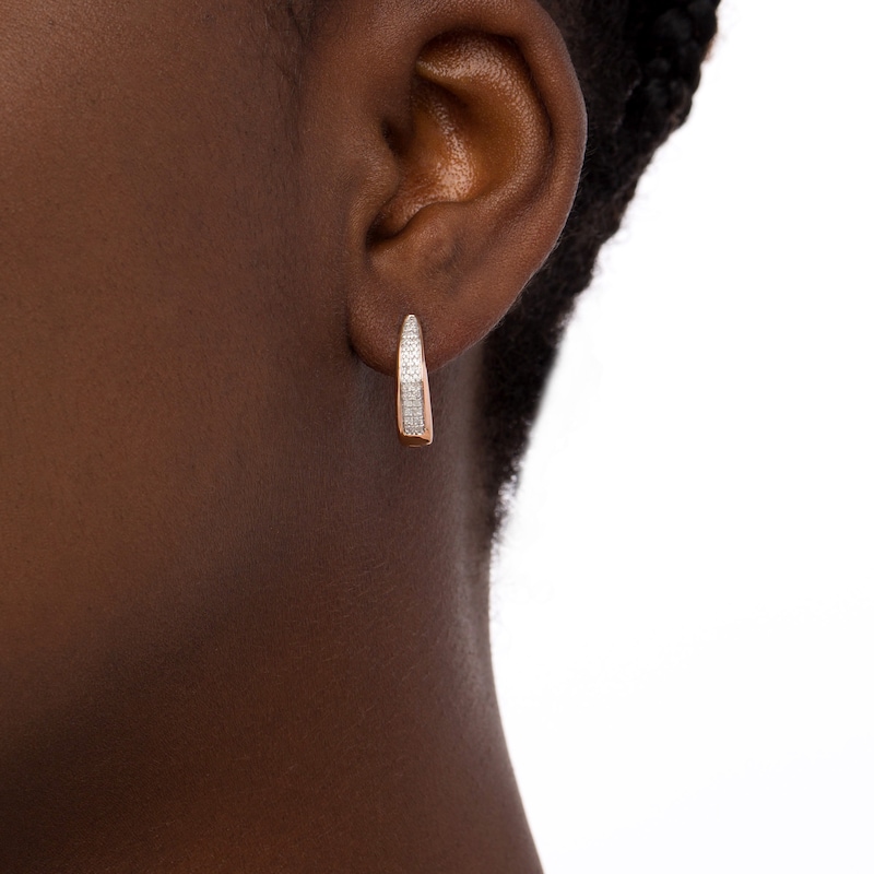 0.23 CT. T.W. Diamond Double Row Hoop Earrings in 10K Rose Gold|Peoples Jewellers
