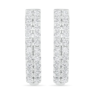 CT. T.W. Diamond Double Row Hoop Earrings in 10K Gold